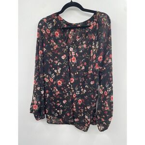 NWOT Torrid Crinkle Chiffon Lurex Blouse Women's 2 Noel Ditsy Floral Long Sleeve